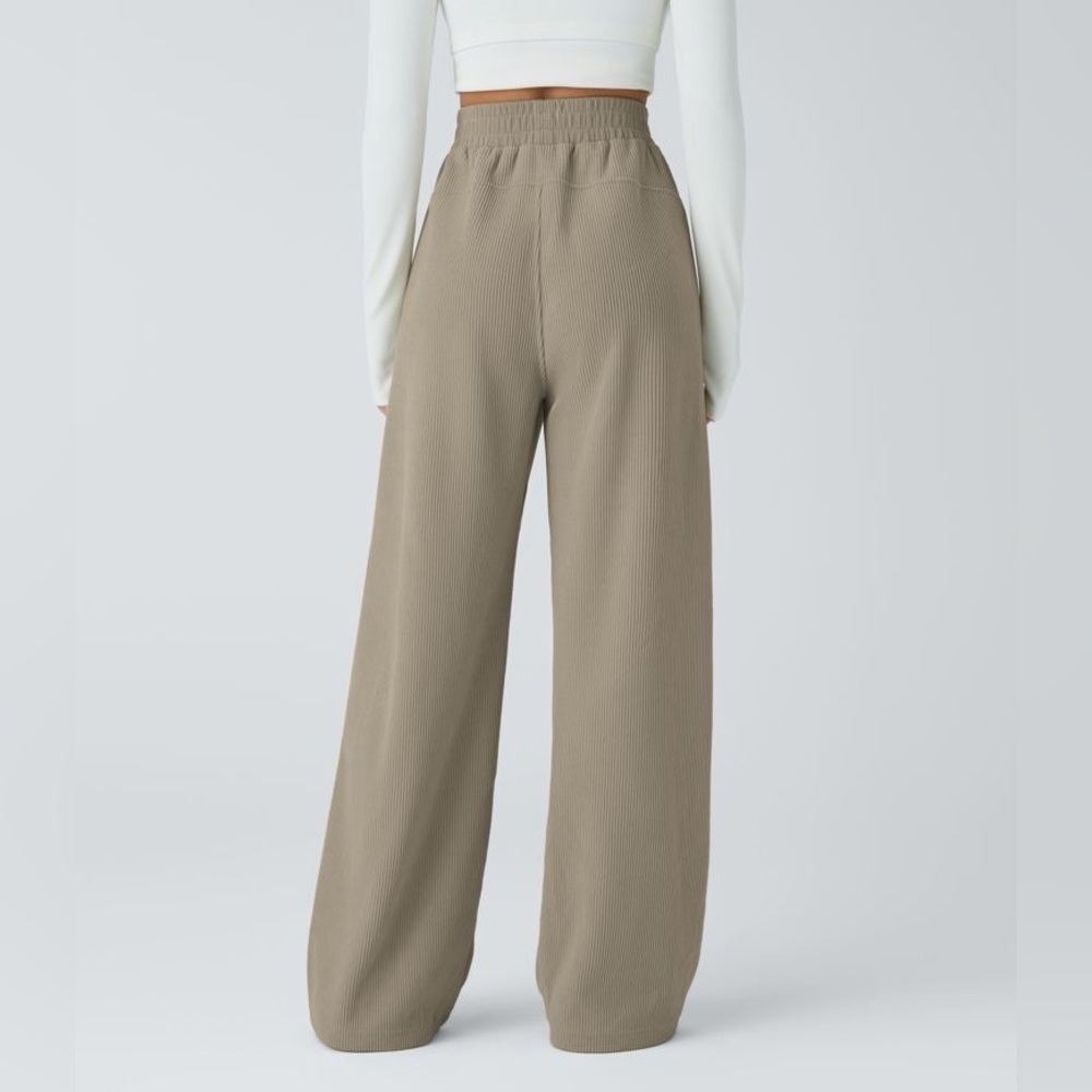 NEW Halara High Waist Straight Mop Corduroy Casual Pants Crockery Size Small - Picture 2 of 9